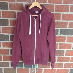 H&M Men's Maroon Zip-Up Hoodie